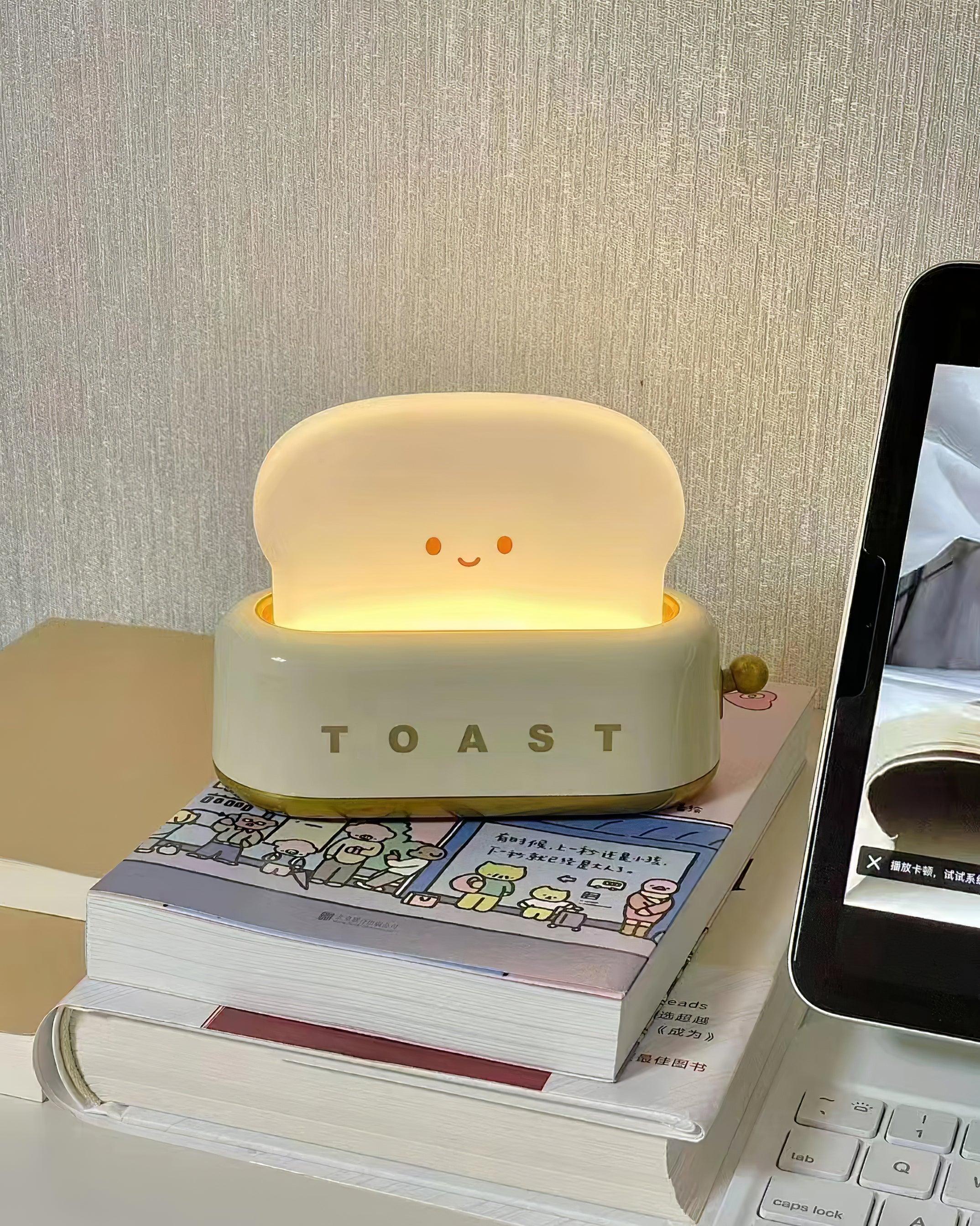Night Light Plastic Toaster Shape 5.3 in Warm White Bedroom Desk Decorative Lamp USB LED Compact Portable | Thomler