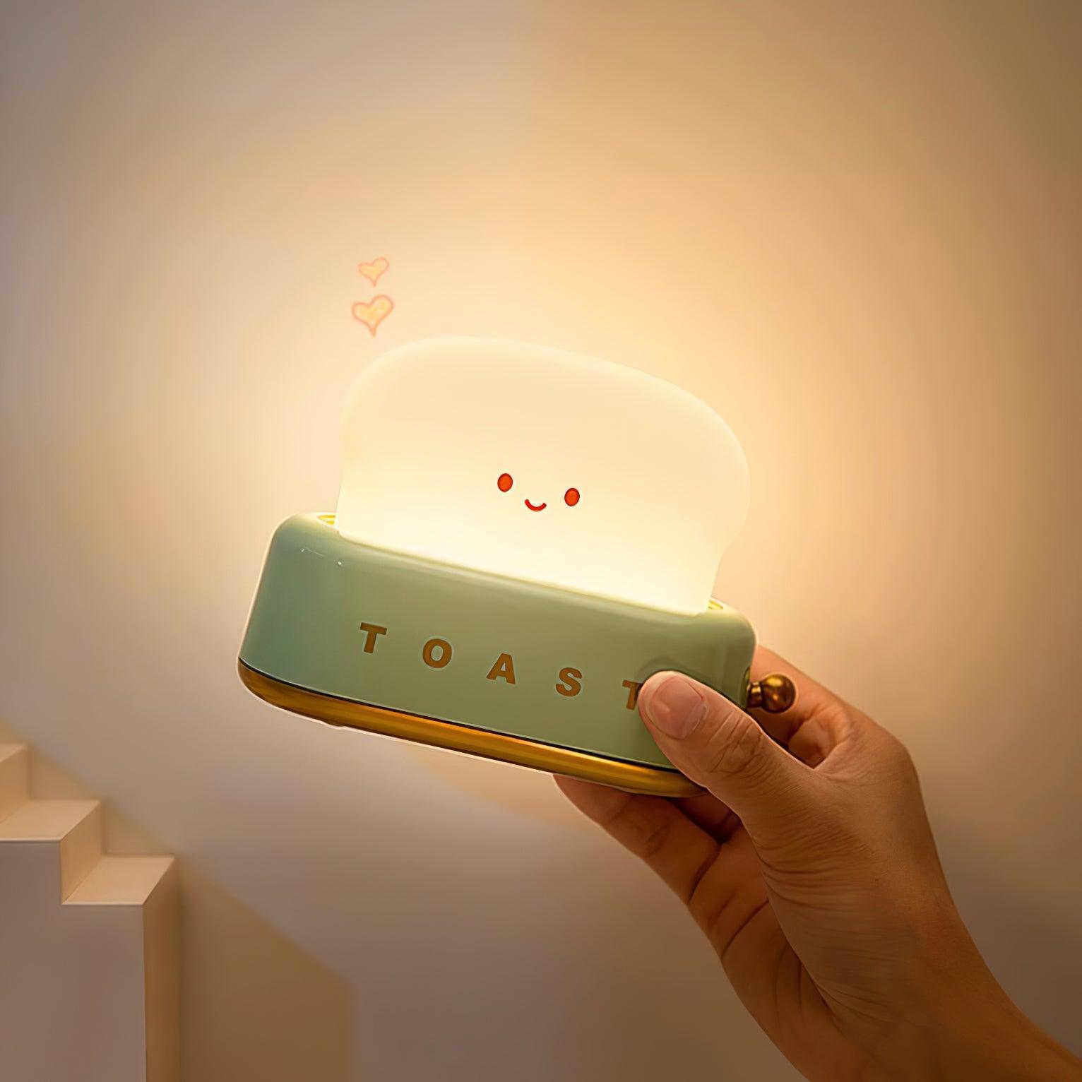 Night Light Plastic Toaster Shape 5.3 in Warm White Bedroom Desk Decorative Lamp USB LED Compact Portable | Thomler