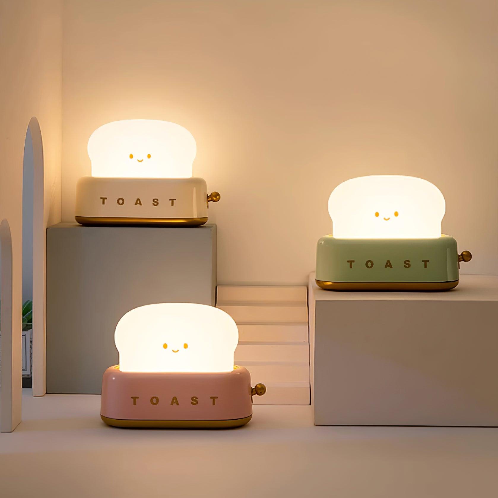 Night Light Plastic Toaster Shape 5.3 in Warm White Bedroom Desk Decorative Lamp USB LED Compact Portable | Thomler