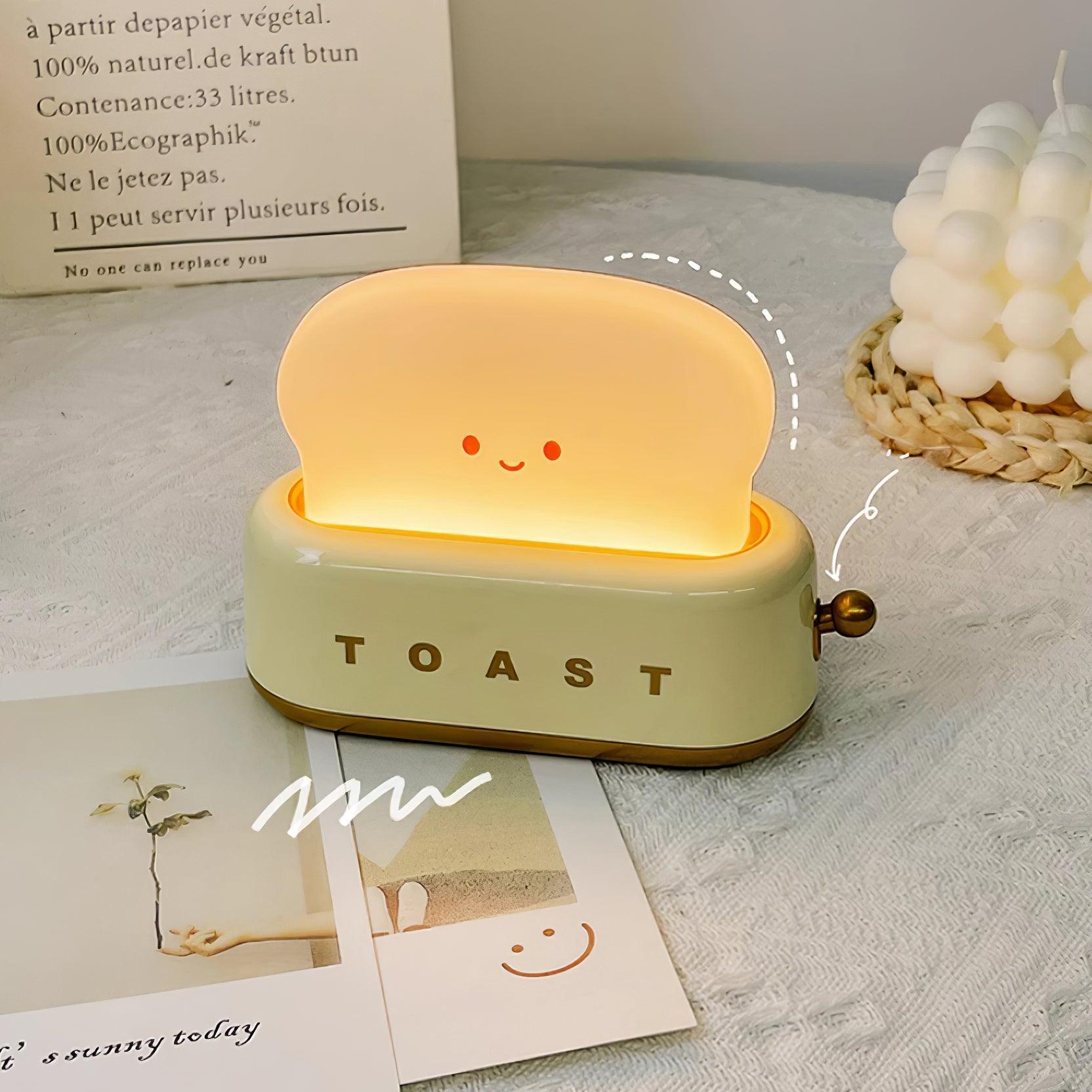Night Light Plastic Toaster Shape 5.3 in Warm White Bedroom Desk Decorative Lamp USB LED Compact Portable | Thomler