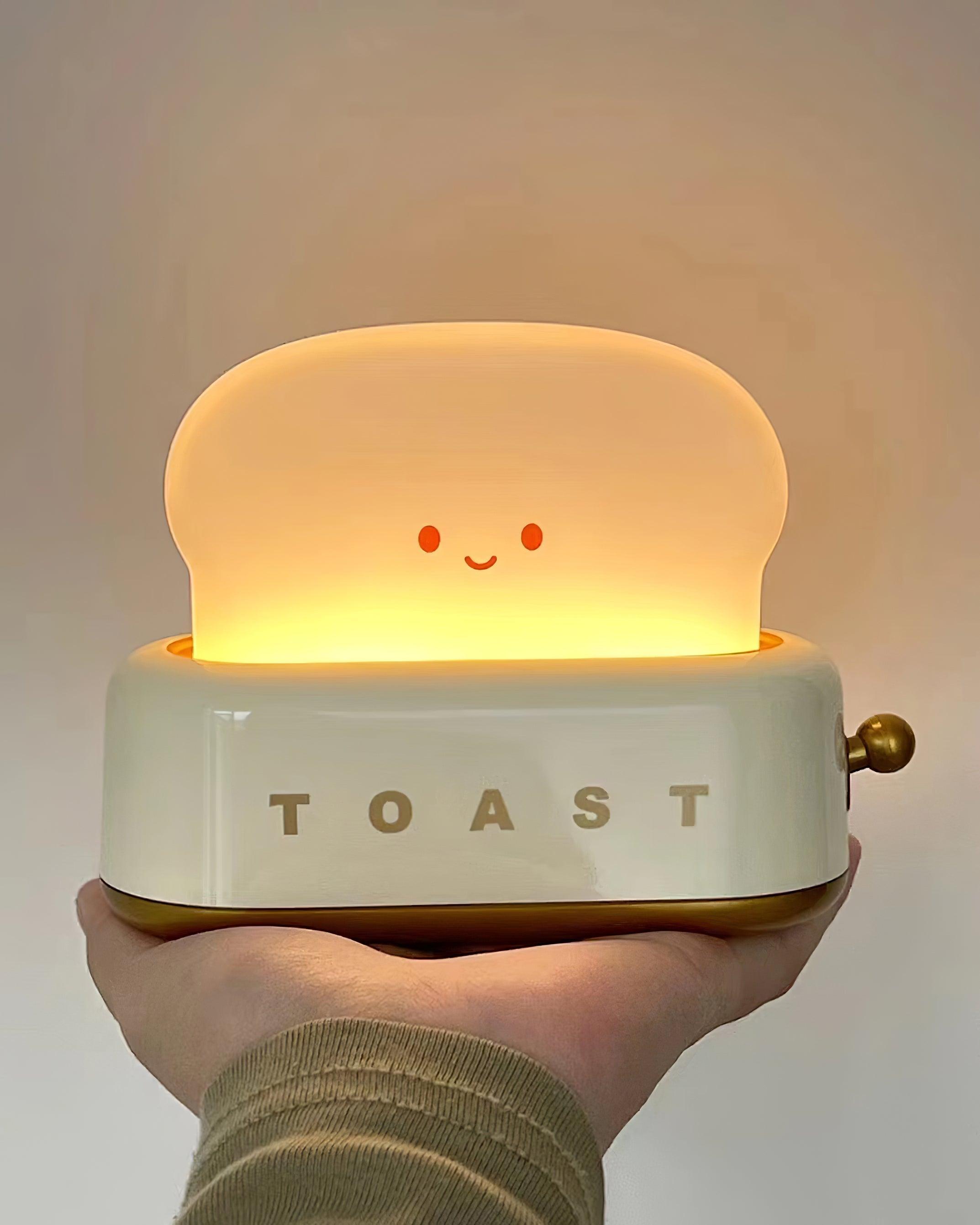 Night Light Plastic Toaster Shape 5.3 in Warm White Bedroom Desk Decorative Lamp USB LED Compact Portable | Thomler
