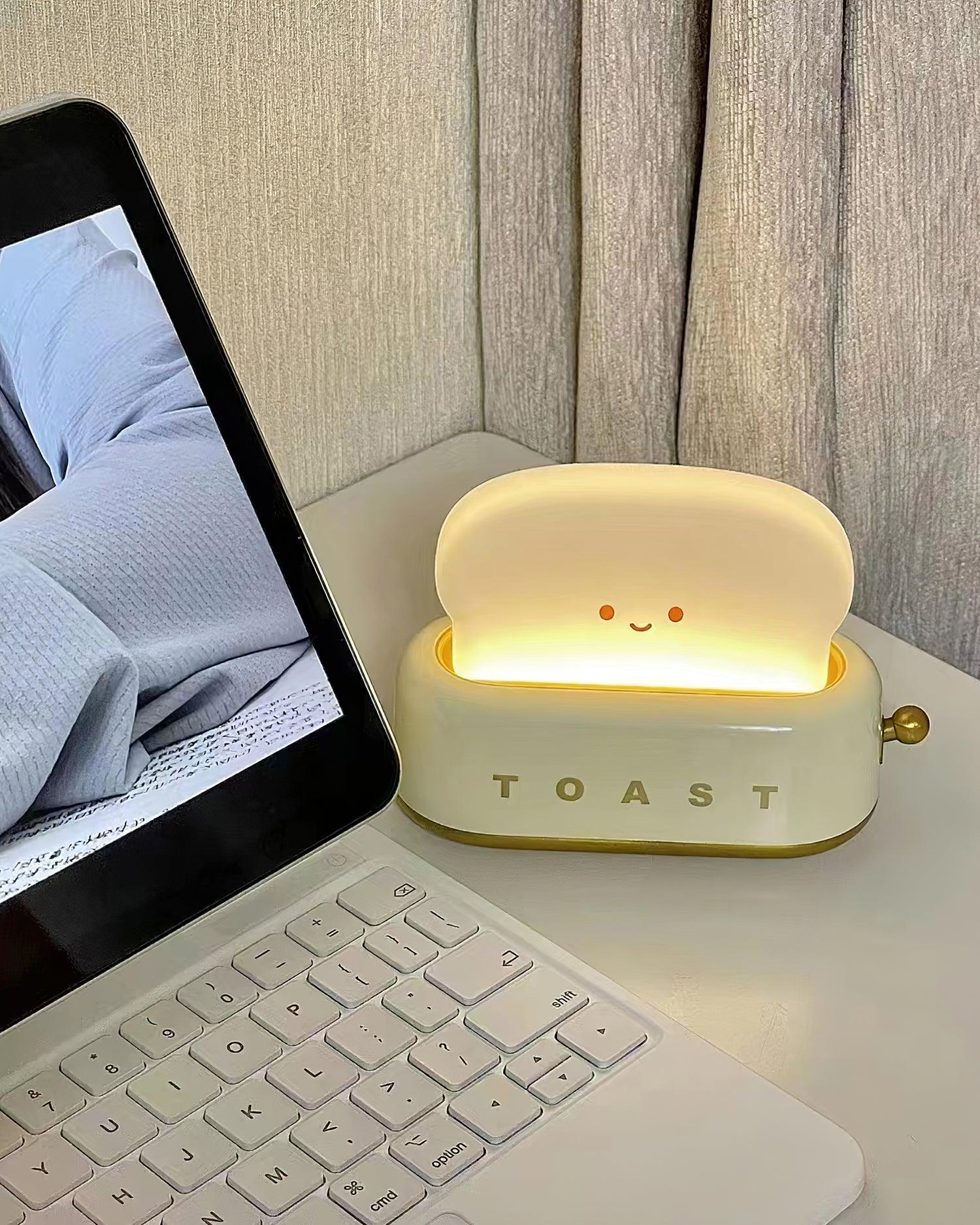 Night Light Plastic Toaster Shape 5.3 in Warm White Bedroom Desk Decorative Lamp USB LED Compact Portable | Thomler