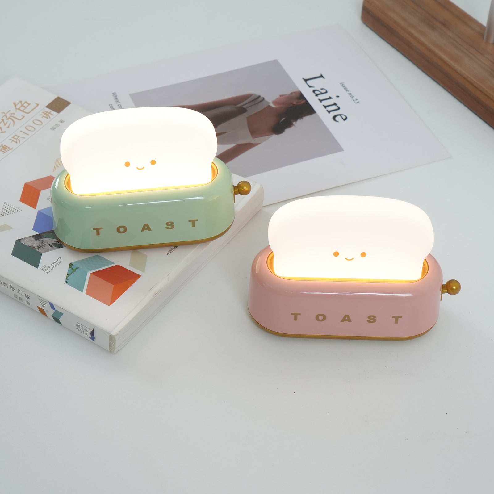 Night Light Plastic Toaster Shape 5.3 in Warm White Bedroom Desk Decorative Lamp USB LED Compact Portable | Thomler