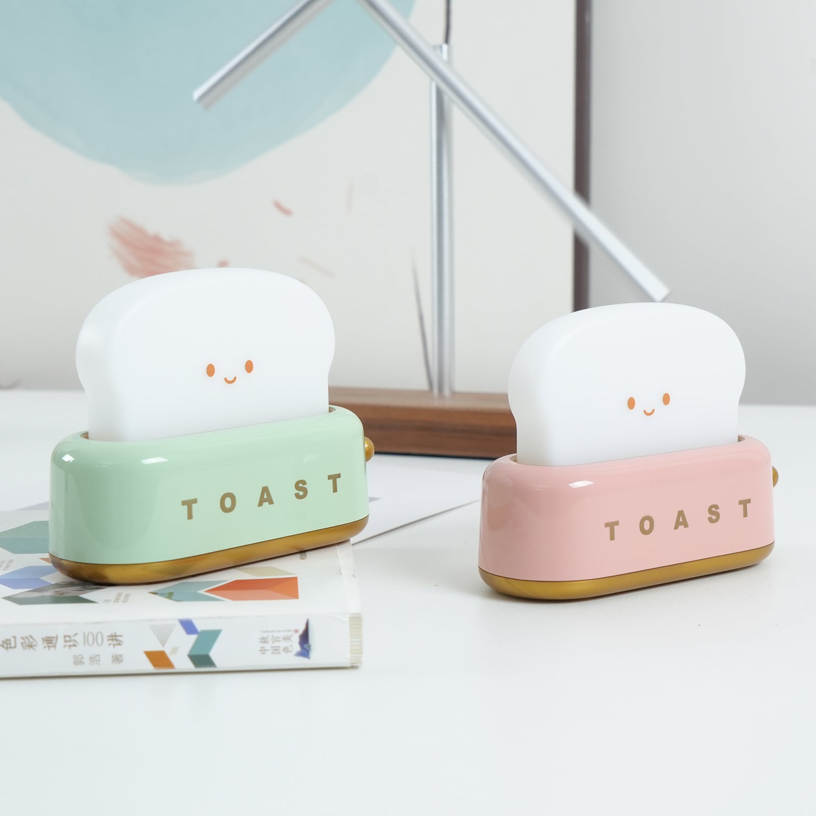 Night Light Plastic Toaster Shape 5.3 in Warm White Bedroom Desk Decorative Lamp USB LED Compact Portable | Thomler