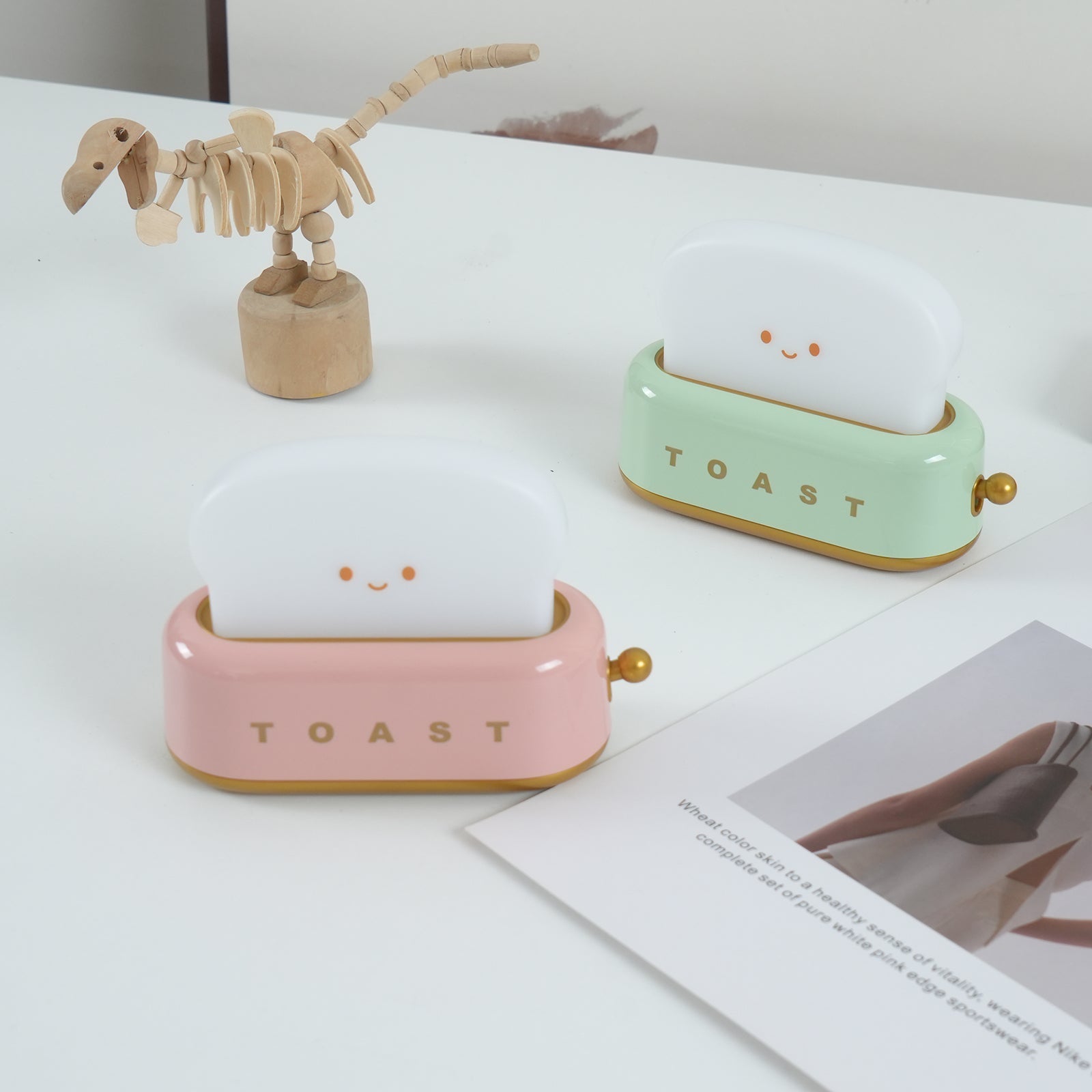 Night Light Plastic Toaster Shape 5.3 in Warm White Bedroom Desk Decorative Lamp USB LED Compact Portable | Thomler