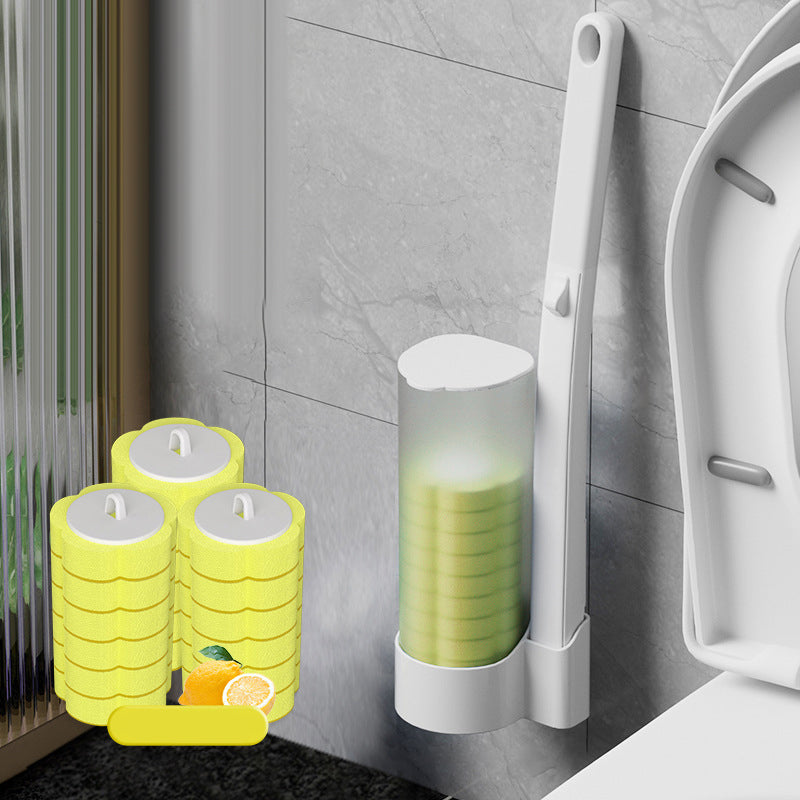 Disposable Toilet Brush with Push-Button Release & Pre-Filled Antibacterial Sponge Heads for Hands-Free Bathroom Cleaning | Thomler