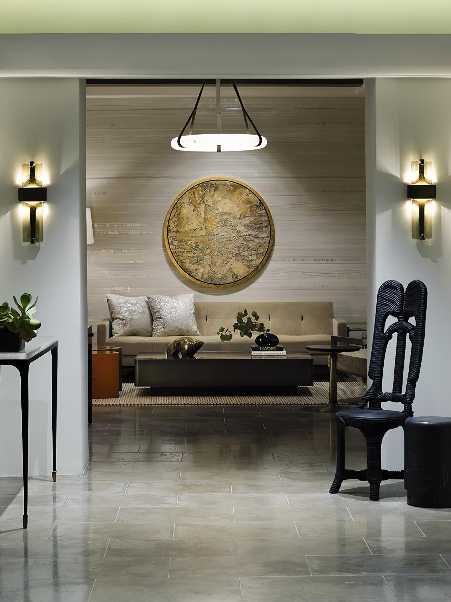 Wall Lamp Glass 19.7 in Black Gold LED Torch Accent Wall Sconce Hallway Lighting | Thomler