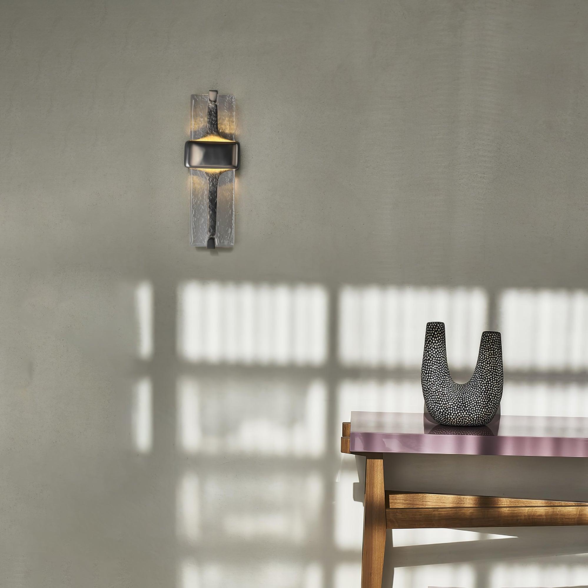 Wall Lamp Glass 19.7 in Black Gold LED Torch Accent Wall Sconce Hallway Lighting | Thomler