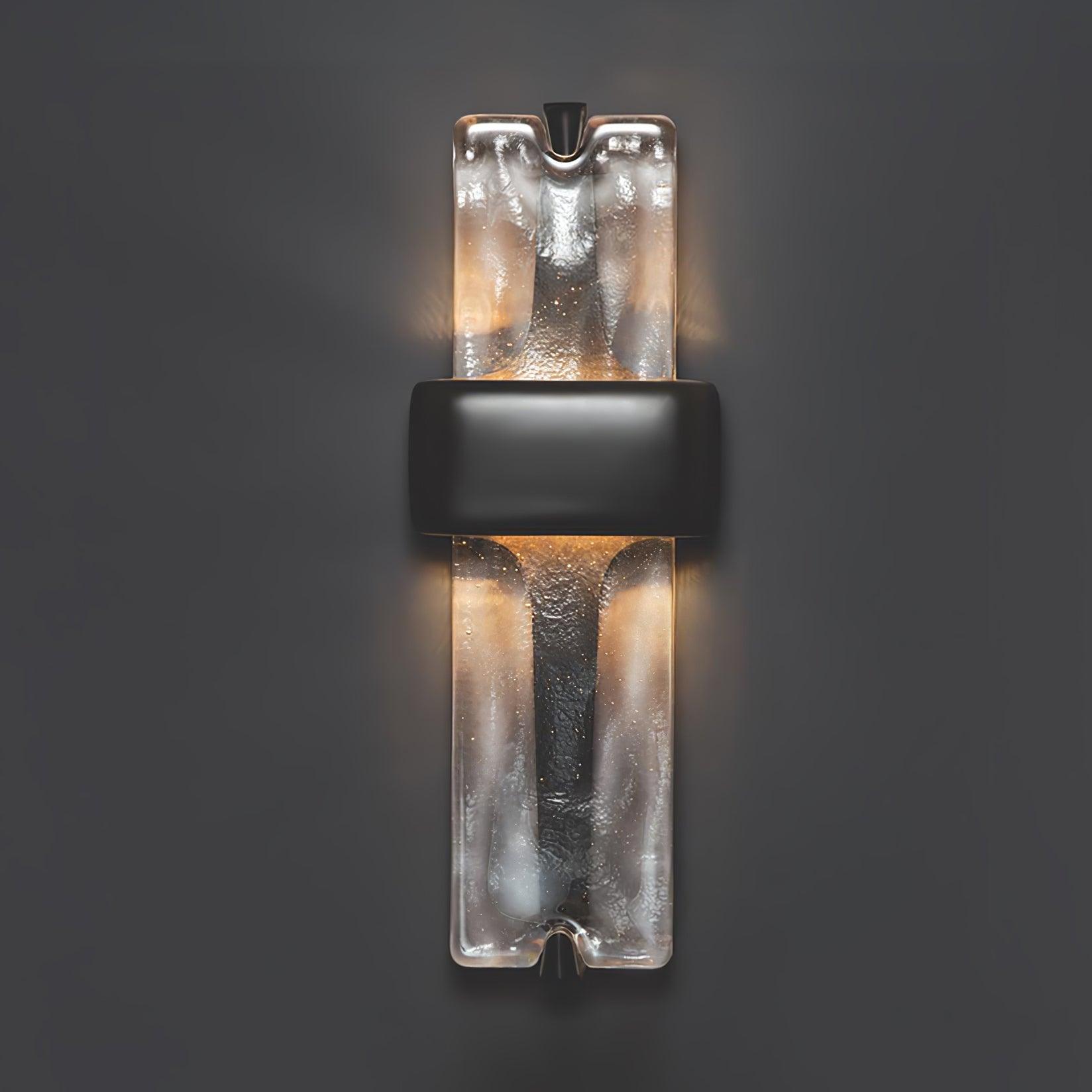 Wall Lamp Glass 19.7 in Black Gold LED Torch Accent Wall Sconce Hallway Lighting | Thomler
