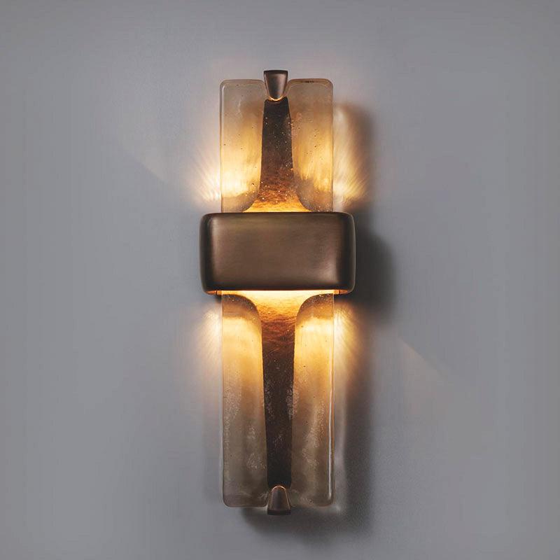 Wall Lamp Glass 19.7 in Black Gold LED Torch Accent Wall Sconce Hallway Lighting | Thomler