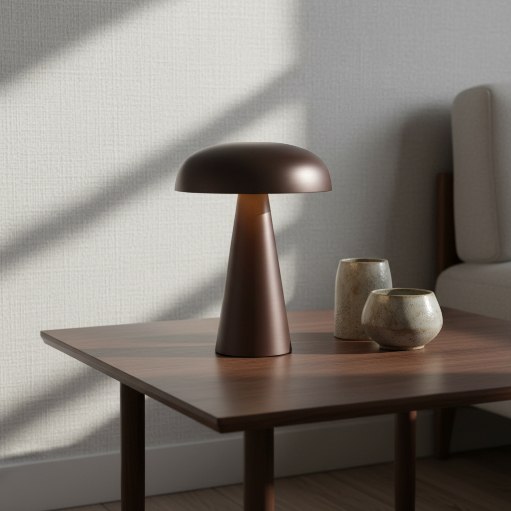 Table Lamp Iron 15.2 cm Gold Wireless Rechargeable Bedroom Bedside Reading Light Mushroom Accent Lamp | Thomler