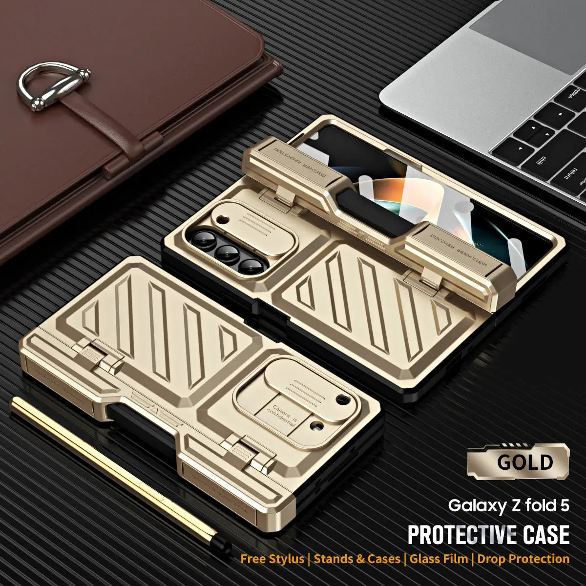 Foldable Phone Armor Case with Built-In Screen Guard & Kickstand for Samsung Galaxy Z Fold 4 / Z Fold 5 – Drop-Tested Protection | Thomler