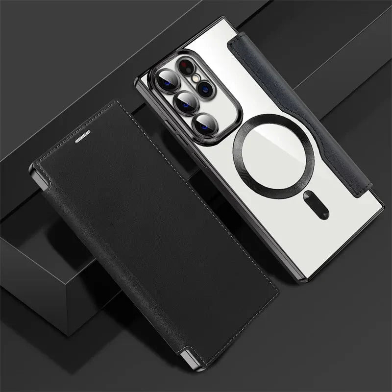 Clear Folio Card Holder Phone Case for Samsung Galaxy S22 S23 S24 S25 S26 with MagSafe Ring & Full-Screen Cover | Thomler