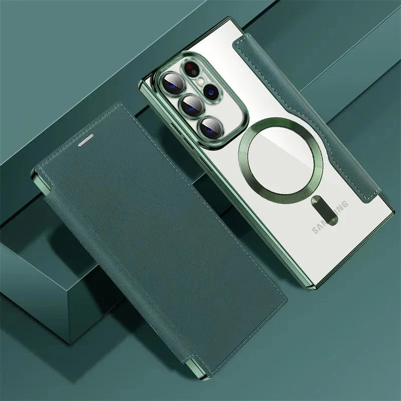 Clear Folio Card Holder Phone Case for Samsung Galaxy S22 S23 S24 S25 S26 with MagSafe Ring & Full-Screen Cover | Thomler