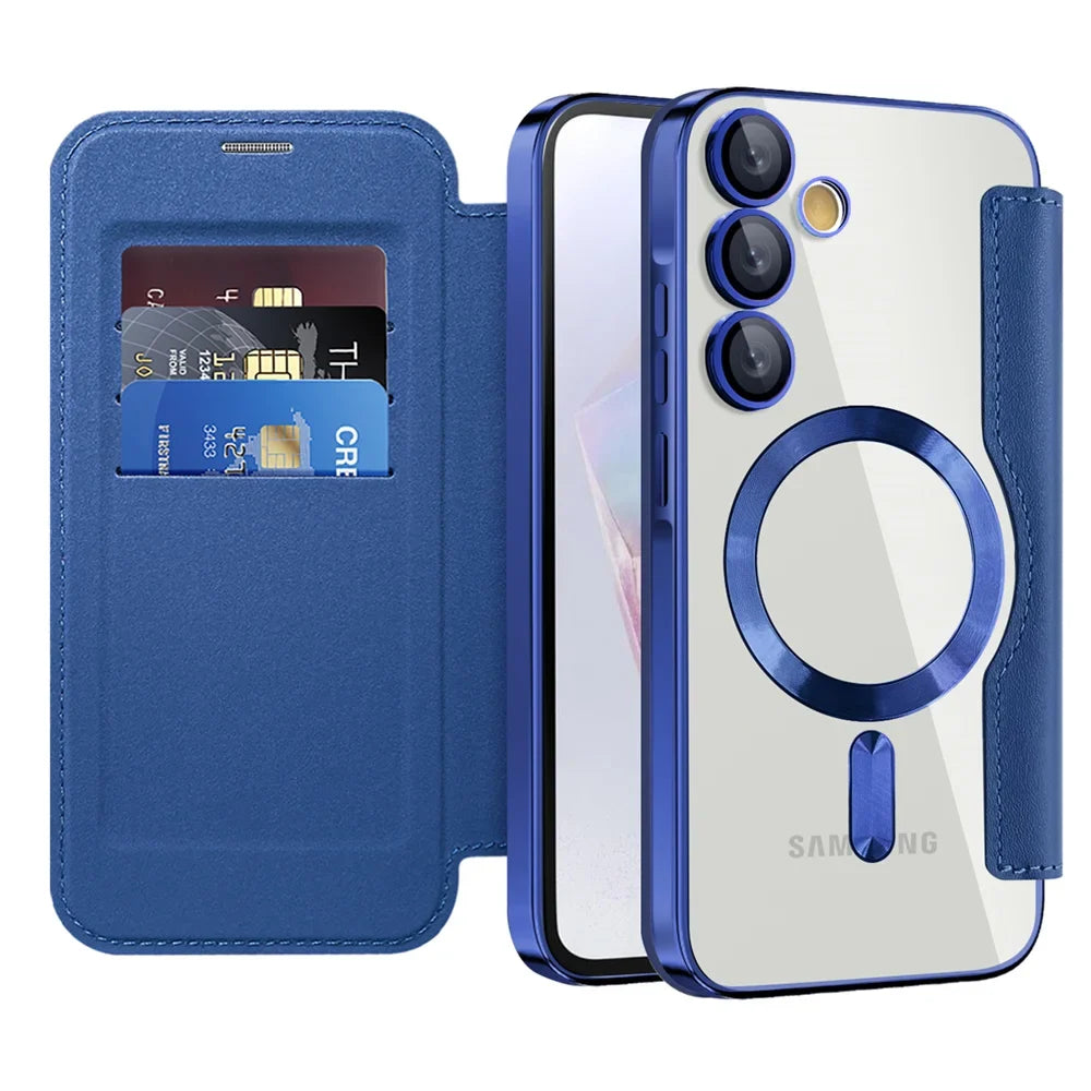 Clear Folio Card Holder Phone Case for Samsung Galaxy S22 S23 S24 S25 S26 with MagSafe Ring & Full-Screen Cover | Thomler