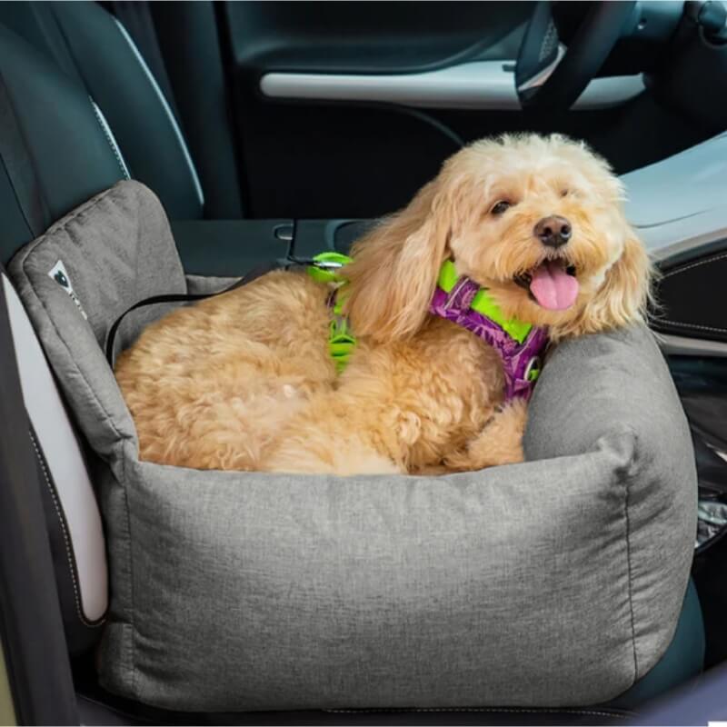 Padded Dog Car Seat Cover with Safety Tethers for Sedans & SUVs – Washable Canvas Bolster Protector for Medium to Large Dogs | Thomler