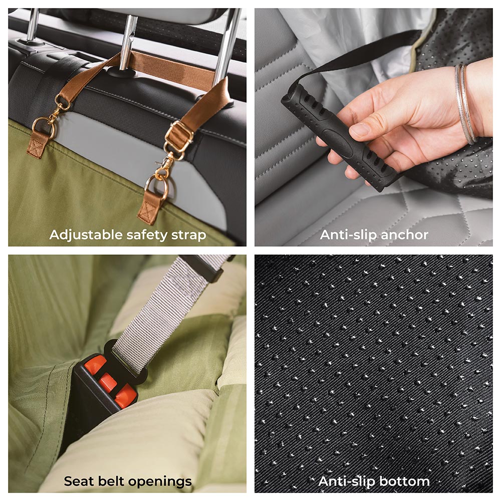 Dog Car Seat Cover with Bolster Sides for Back Seat | Protective Waterproof Pet Travel Hammock for Large Dogs SUV Truck Sedan | Quilted | Thomler