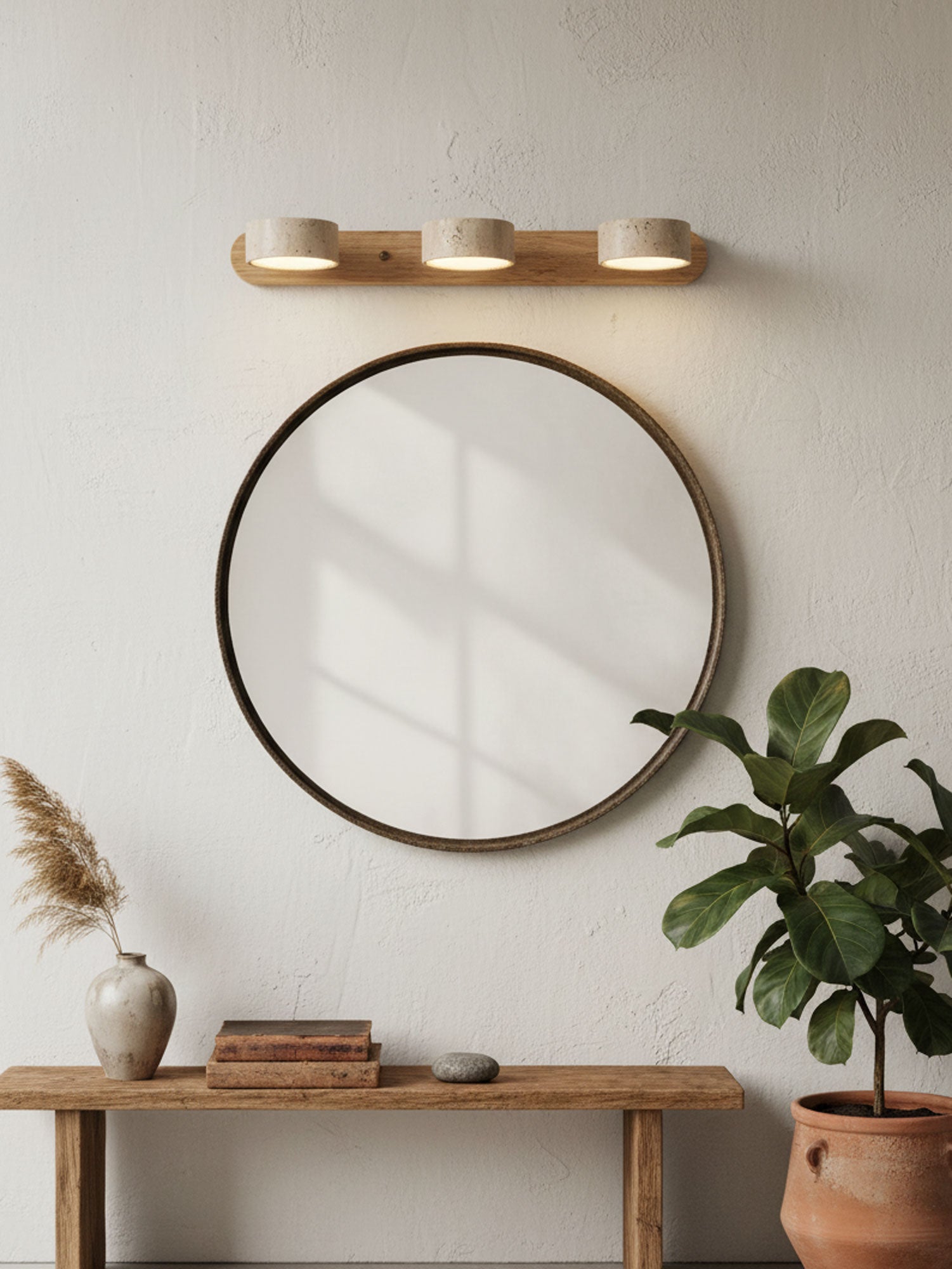 Travertine Duo Wall Light 12.6 in Yellow Stone 2-Lights Bedroom Hallway Living Room Decorative Lighting | Thomler