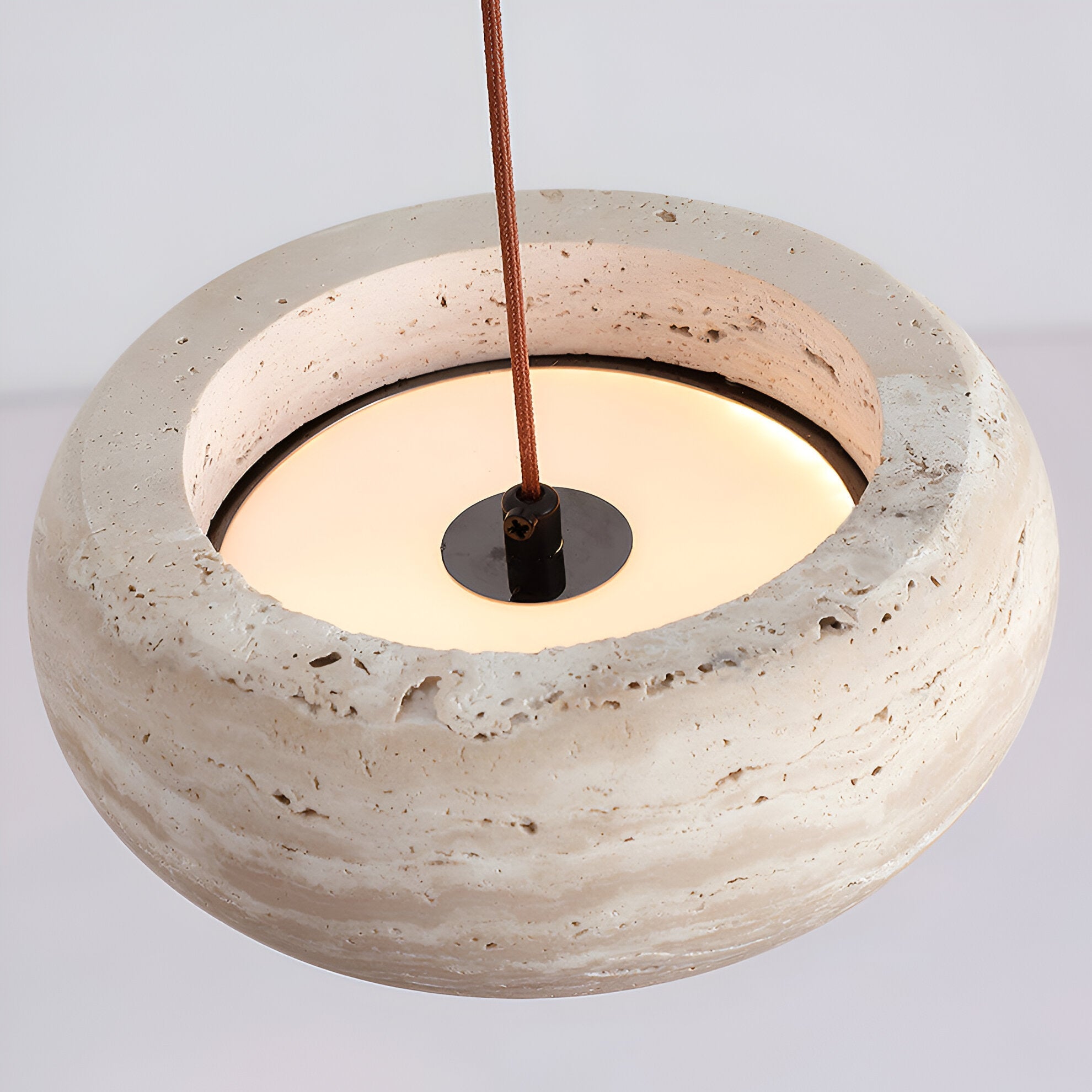 Pendant Light Travertine Stone 7.9 in Yellow Dining Room Kitchen Island Hanging Ceiling Lamp Adjustable Cord | Thomler