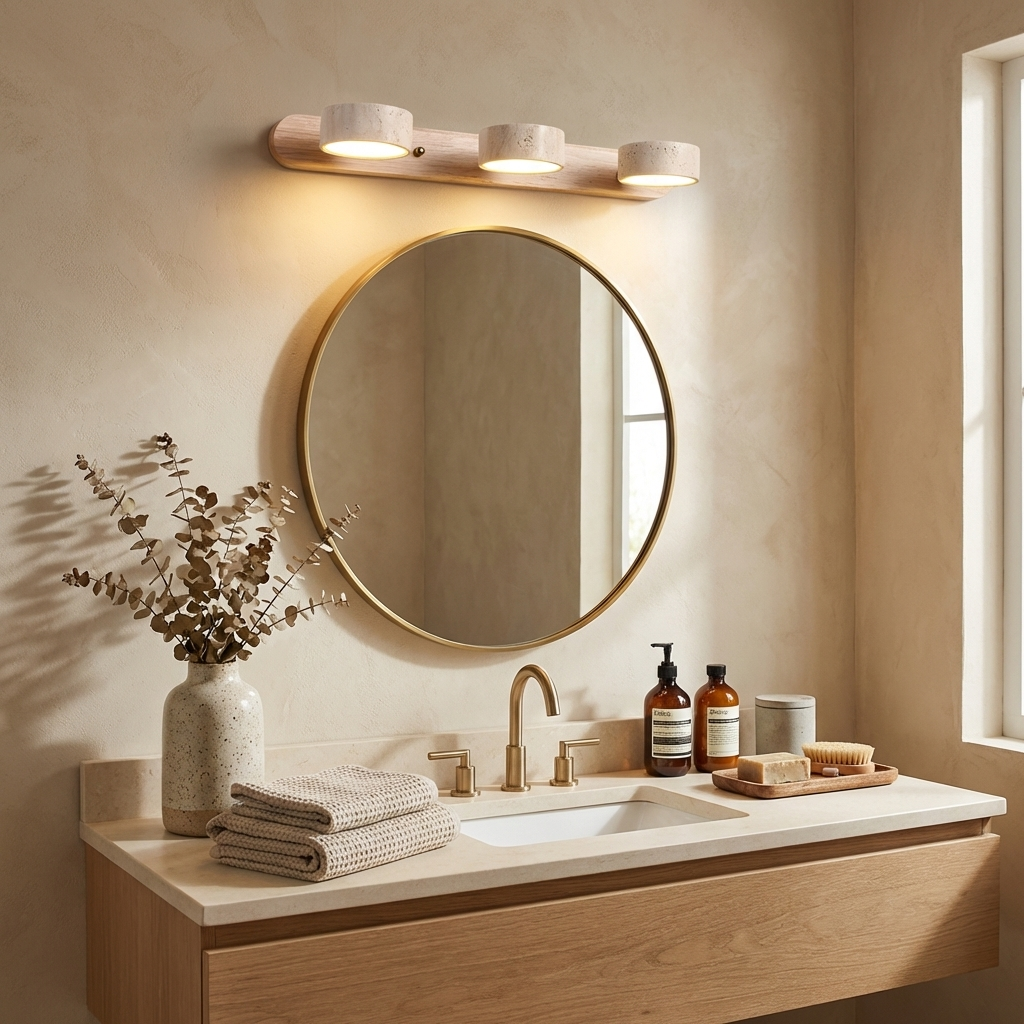 Travertine Duo Wall Light 12.6 in Yellow Stone 2-Lights Bedroom Hallway Living Room Decorative Lighting | Thomler