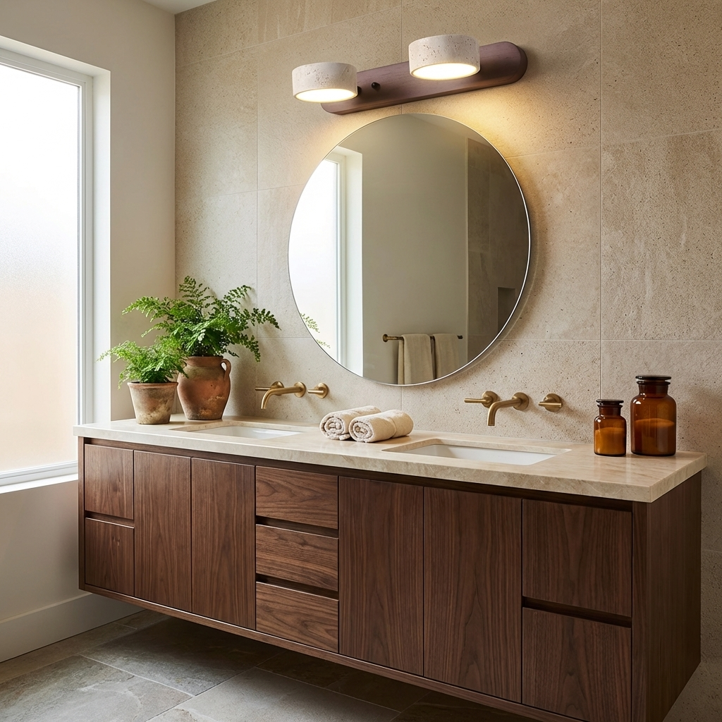 Travertine Duo Wall Light 12.6 in Yellow Stone 2-Lights Bedroom Hallway Living Room Decorative Lighting | Thomler