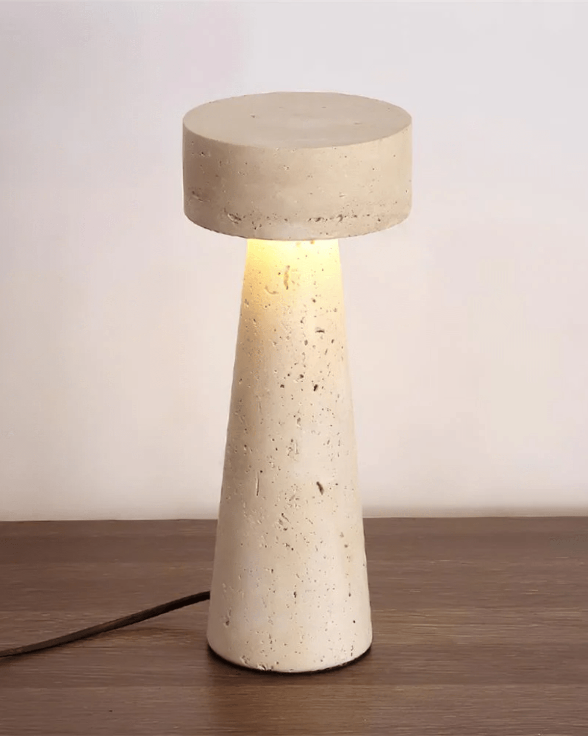 Tafellamp Travertin Natuursteen Kolom Design 30cm Beige Sfeerverlichting | Sansoti