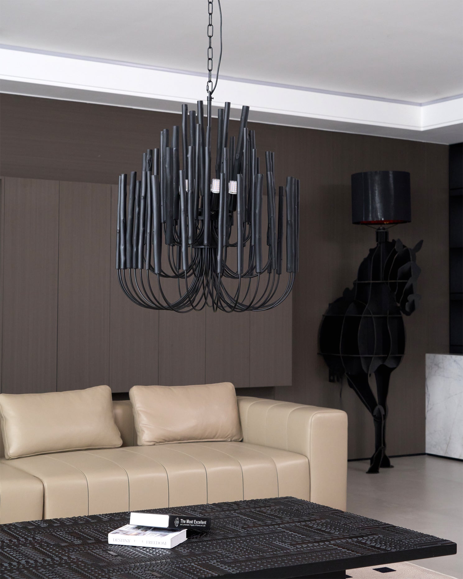 Chandelier Metal 20 in Ivory Modern Dining Room Ceiling Light Decorative Fixture | Thomler