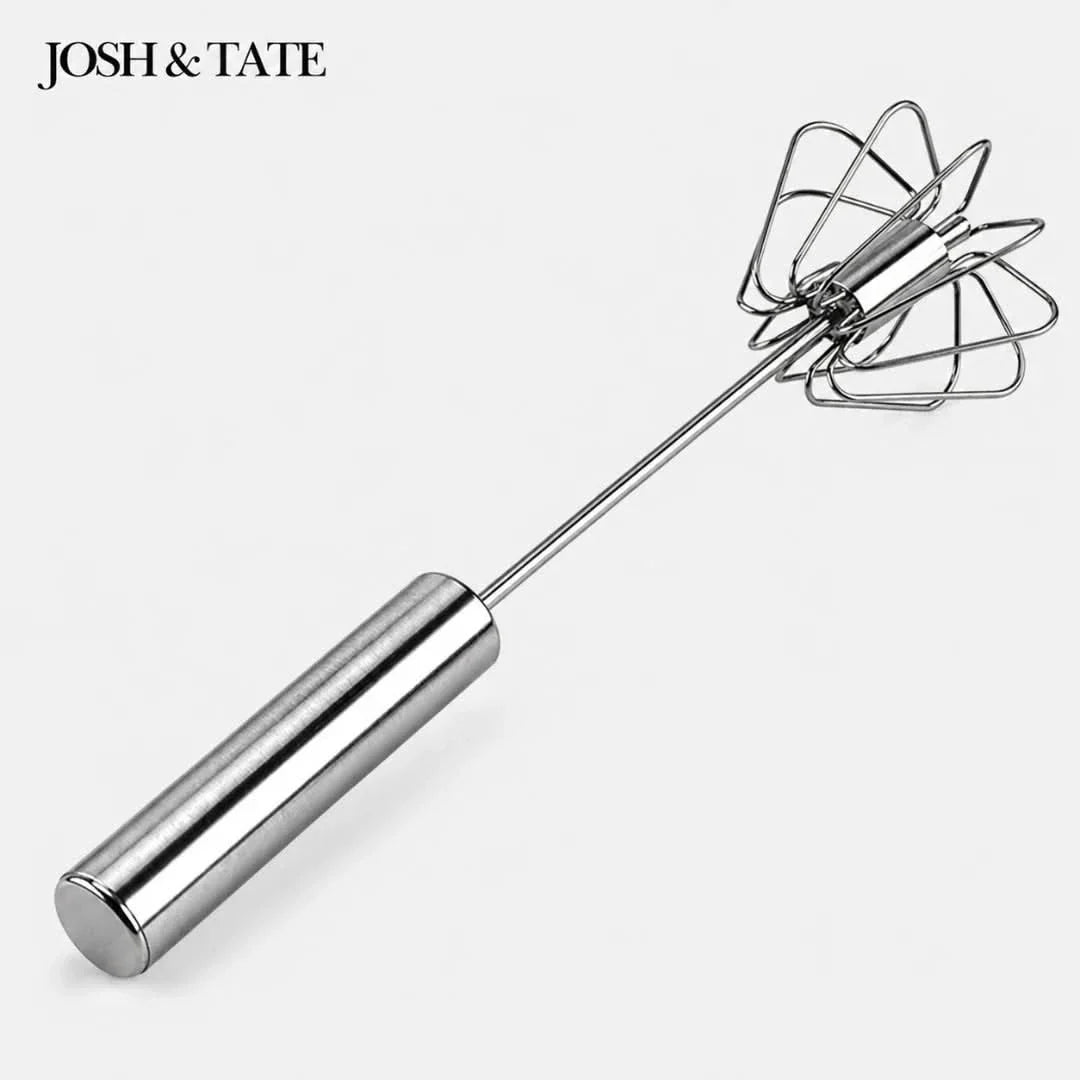 Manual Egg Beater with Push-Spin Action for Quick Mixing – Stainless Steel Kitchen Whisk for Eggs, Sauces, Smoothies & Cappuccino Foam | Thomler