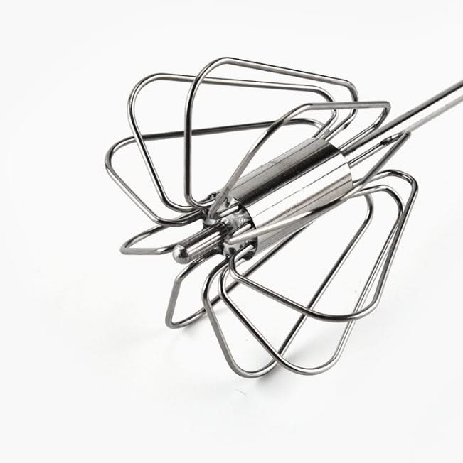 Manual Egg Beater with Push-Spin Action for Quick Mixing – Stainless Steel Kitchen Whisk for Eggs, Sauces, Smoothies & Cappuccino Foam | Thomler