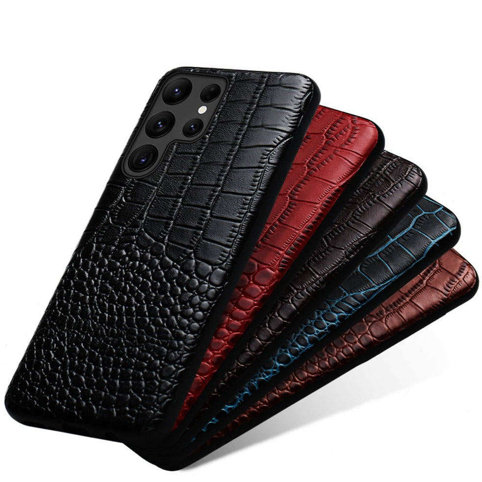 Premium Cowhide Leather Phone Case for Samsung Galaxy – Dual-Tone Design with Raised Edges & Camera Protection | Thomler