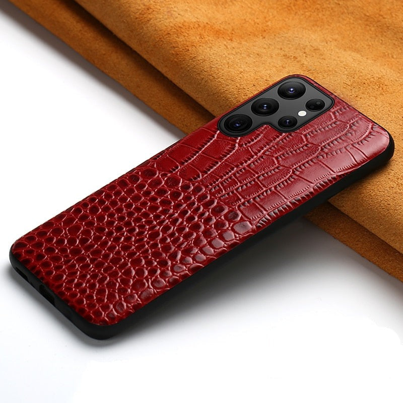 Premium Cowhide Leather Phone Case for Samsung Galaxy – Dual-Tone Design with Raised Edges & Camera Protection | Thomler