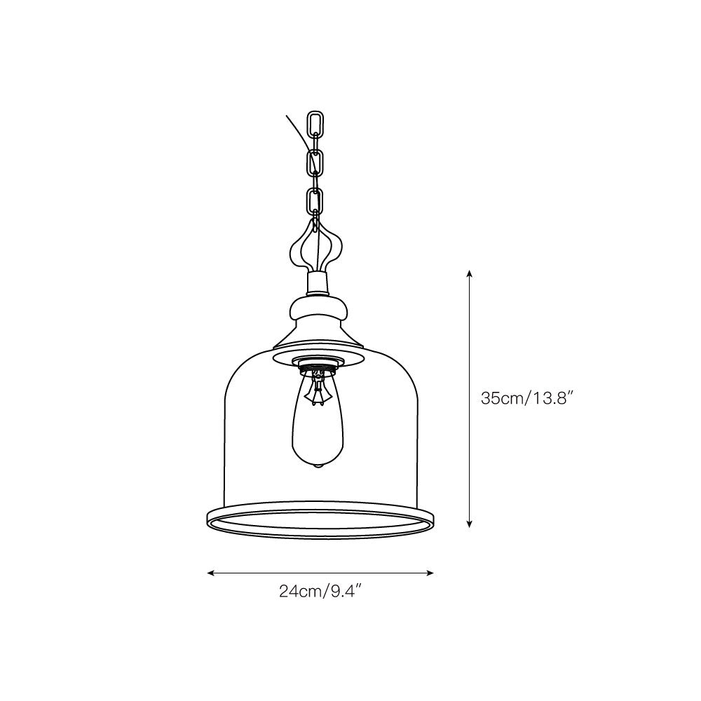 Iron & Glass Drop Chandelier with Metal Chain – Overhead Fixture for Kitchen, Dining, or Entryway | Thomler
