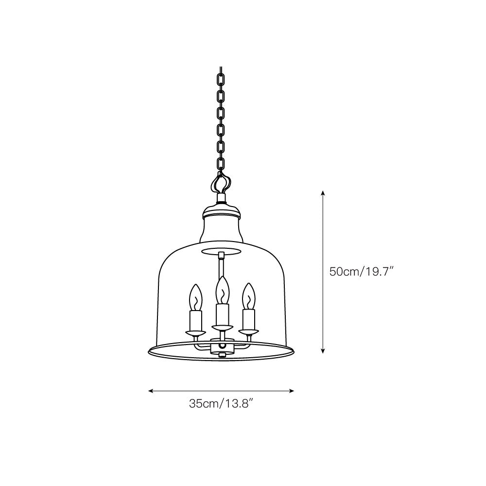 Iron & Glass Drop Chandelier with Metal Chain – Overhead Fixture for Kitchen, Dining, or Entryway | Thomler