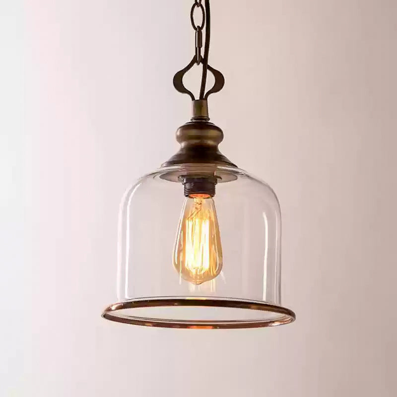 Iron & Glass Drop Chandelier with Metal Chain – Overhead Fixture for Kitchen, Dining, or Entryway | Thomler