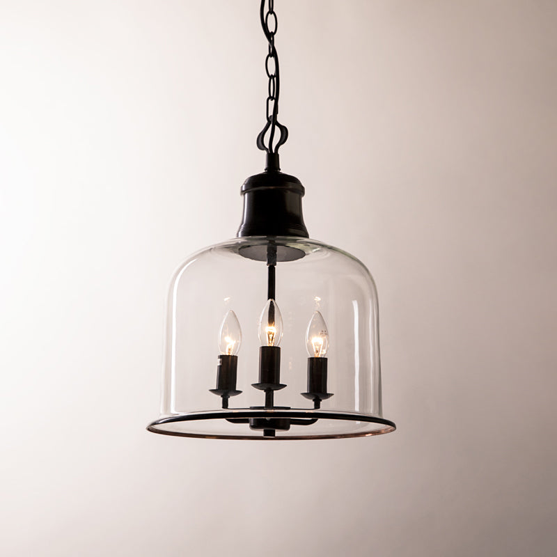 Iron & Glass Drop Chandelier with Metal Chain – Overhead Fixture for Kitchen, Dining, or Entryway | Thomler