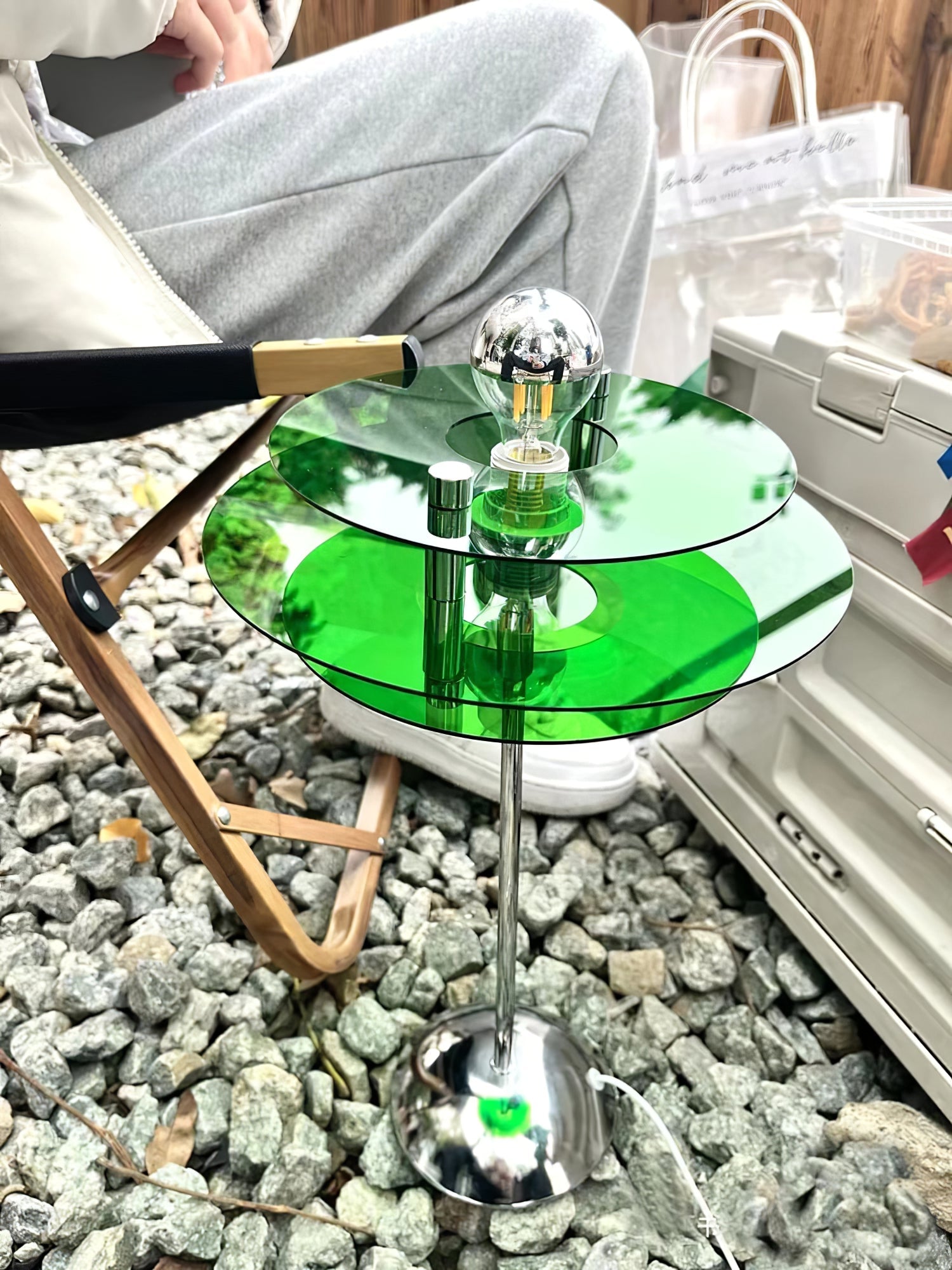 Table Lamp Acrylic 9.1 in Green Modern Desk Bedside LED Lighting Fixture | Thomler