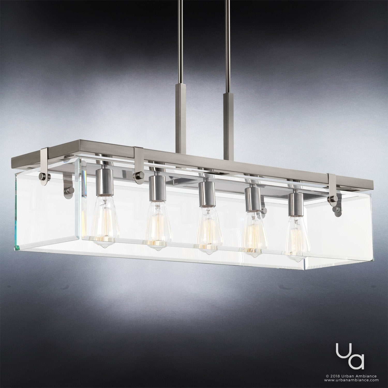 Pendant Light Glass Steel 93.3 cm Brushed Nickel Dining Room Kitchen Island Linear Hanging Ceiling Lamp Adjustable | Thomler