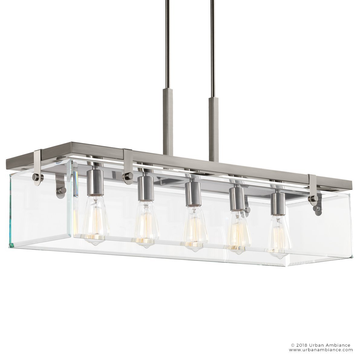Pendant Light Glass Steel 93.3 cm Brushed Nickel Dining Room Kitchen Island Linear Hanging Ceiling Lamp Adjustable | Thomler