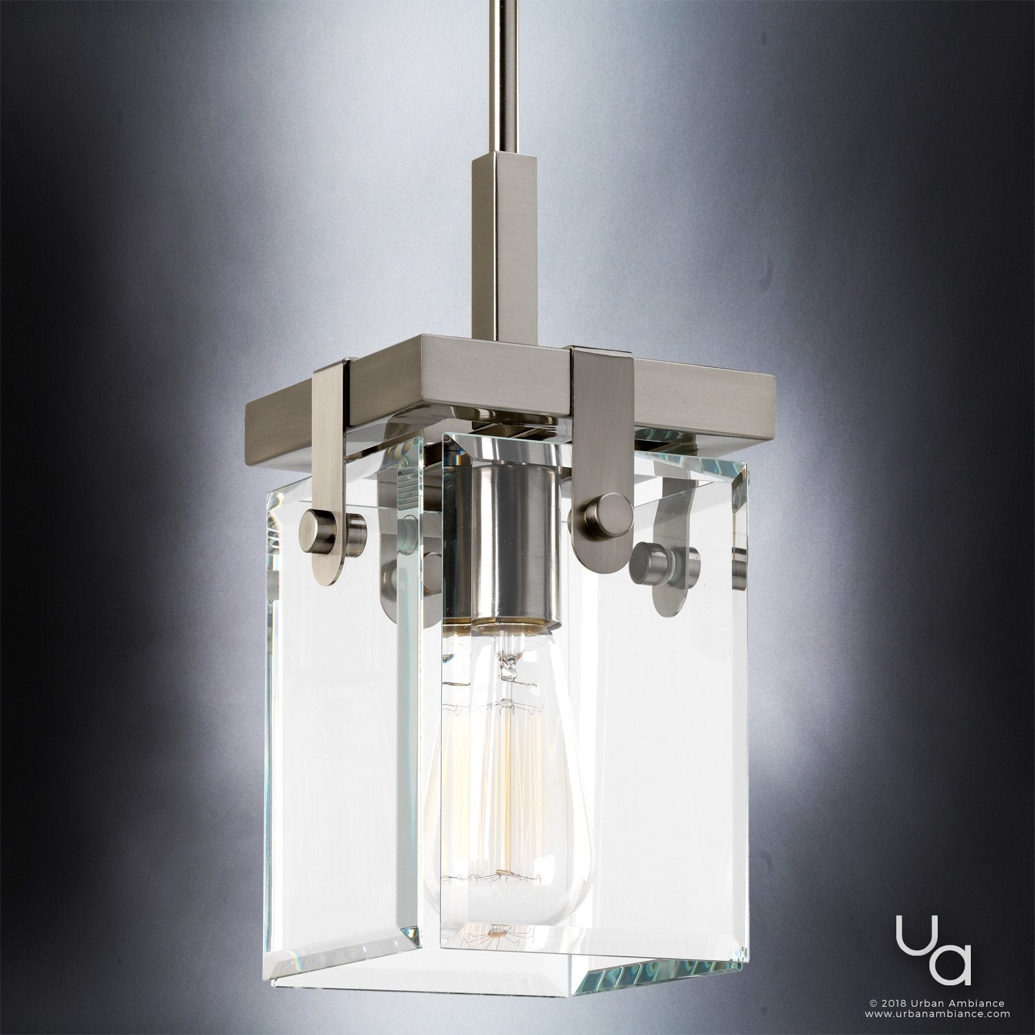 Hanglamp Cube Glas Nikkel 30cm Modern Industrieel E26 | Sansoti