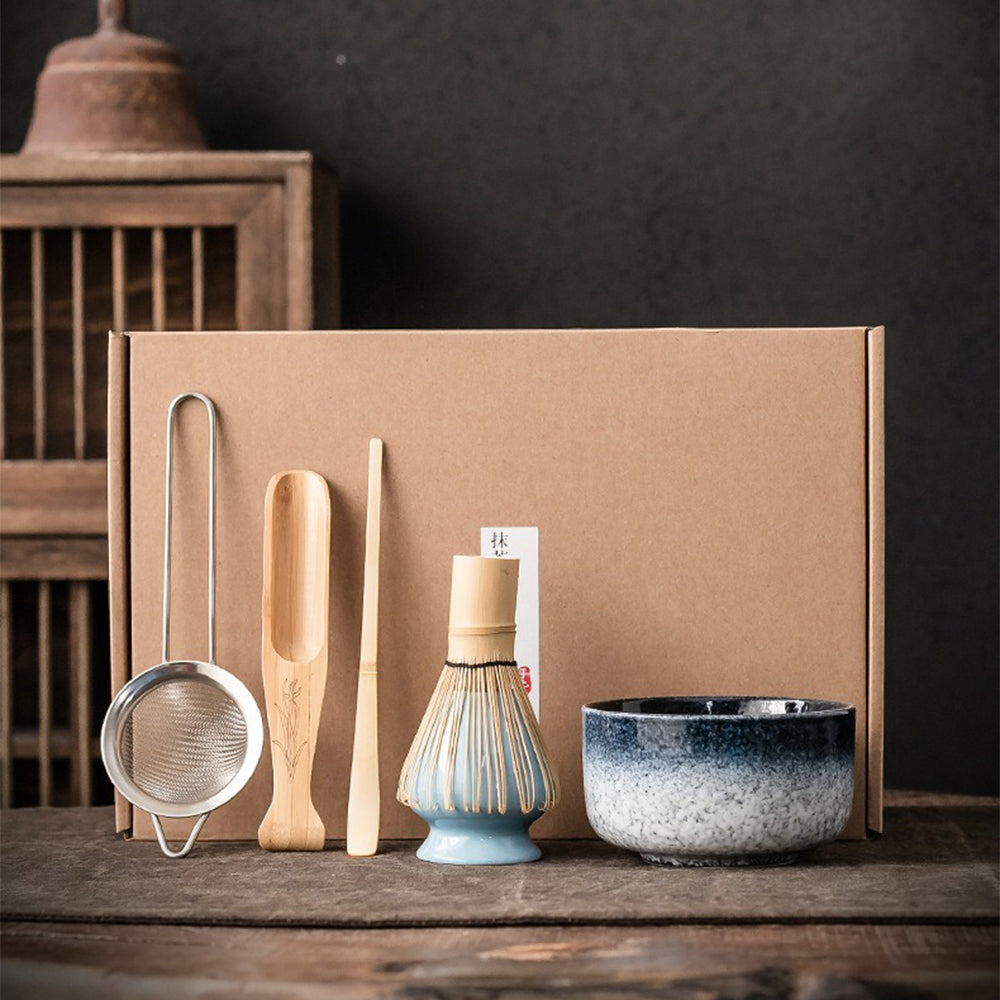 Matcha Tea Set Ceramic Bowl 350 ml Bamboo Whisk Traditional Japanese Tea Preparation Accessories Kit | Thomler
