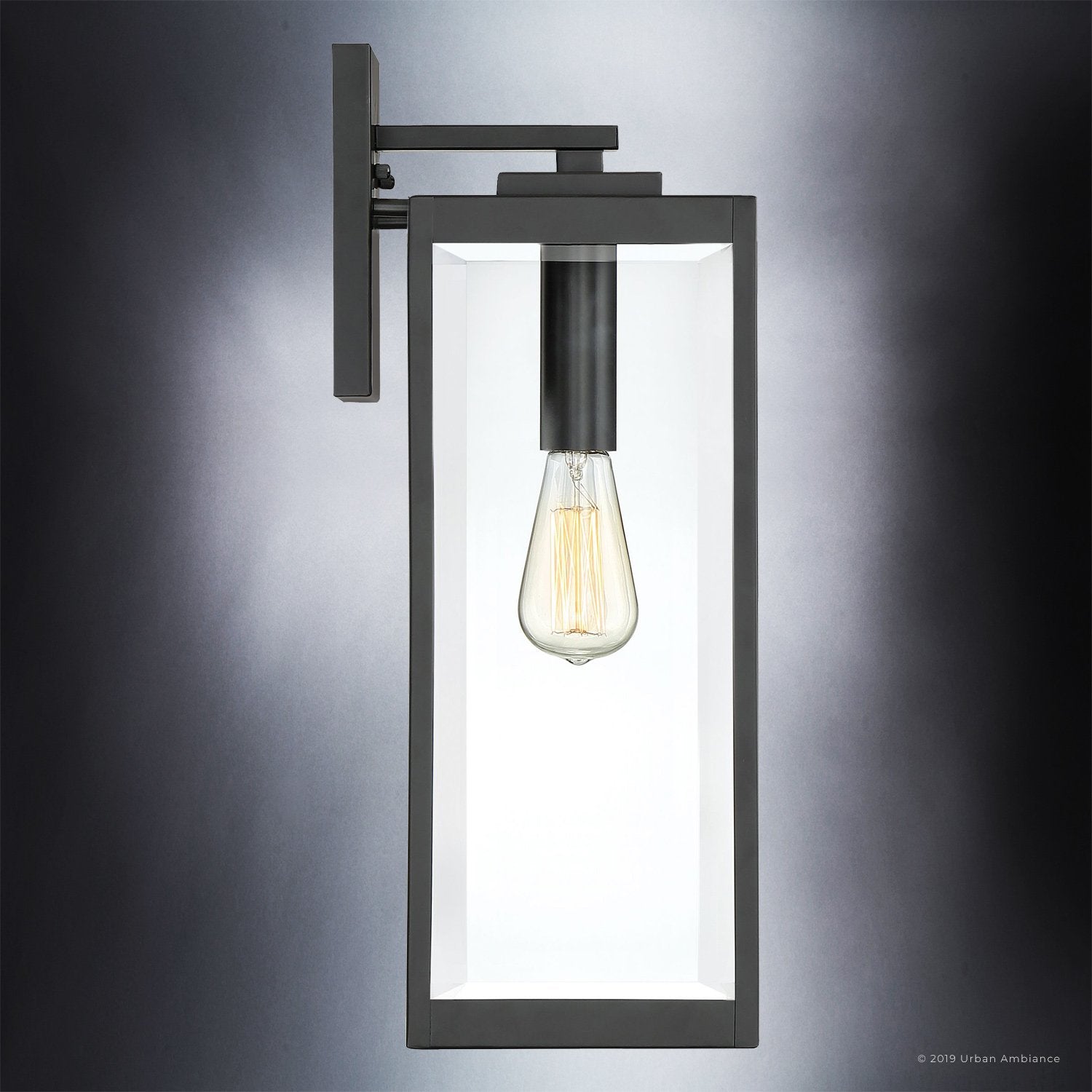 Outdoor Wall Lamp Steel Glass 50.8 cm Black Front Door Facade Lighting Modern Farmhouse Weather Resistant Entrance Light | Thomler