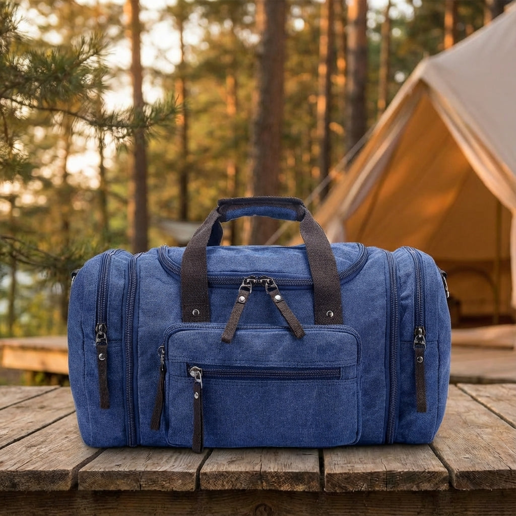 Adjustable Weekend Travel Duffel with Zip-Out Expansion – 40L to 50L Heavy-Duty Cotton Carryall for Gym, Trips & Sports | Thomler