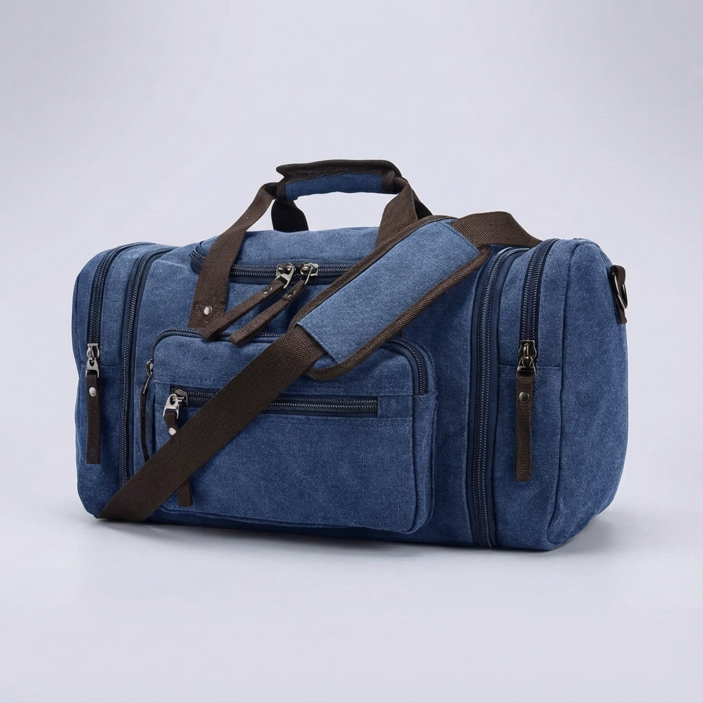 Adjustable Weekend Travel Duffel with Zip-Out Expansion – 40L to 50L Heavy-Duty Cotton Carryall for Gym, Trips & Sports | Thomler