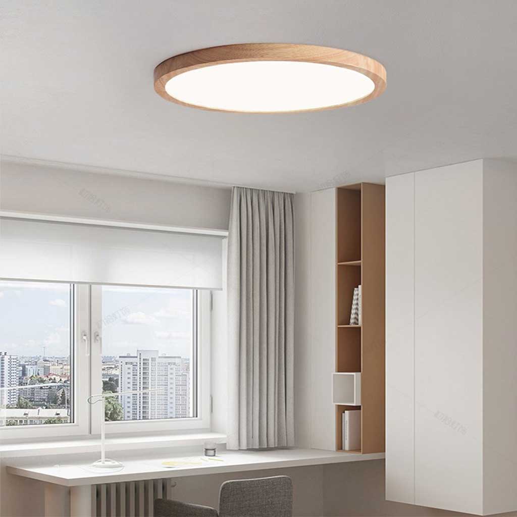 Flush Mount Ceiling Light Wood Ultra Thin 47 in Adjustable LED Living Room Bedroom Study Hallway | Thomler