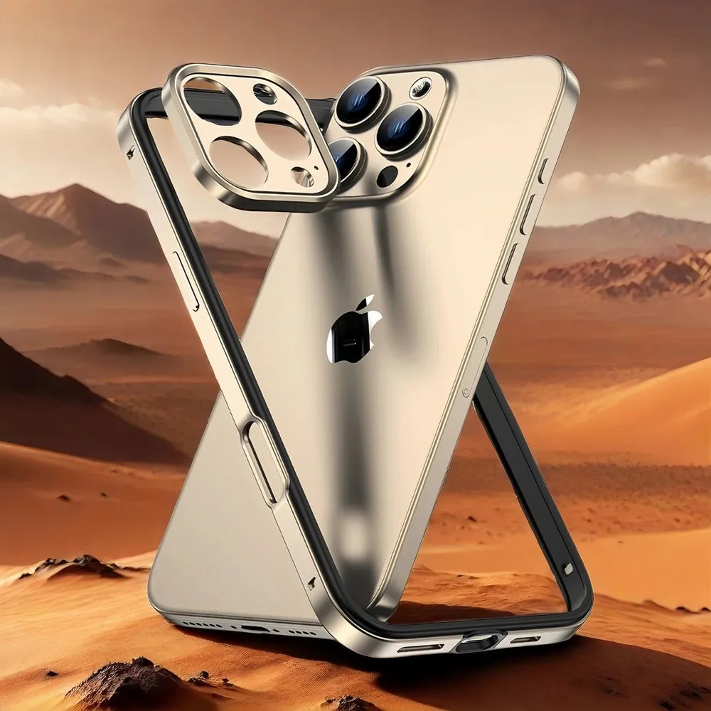Minimalist Aluminum iPhone Bumper Case with Flat Edge Design & Camera Protector for iPhone 13-17 Pro Max Air Plus | Thomler