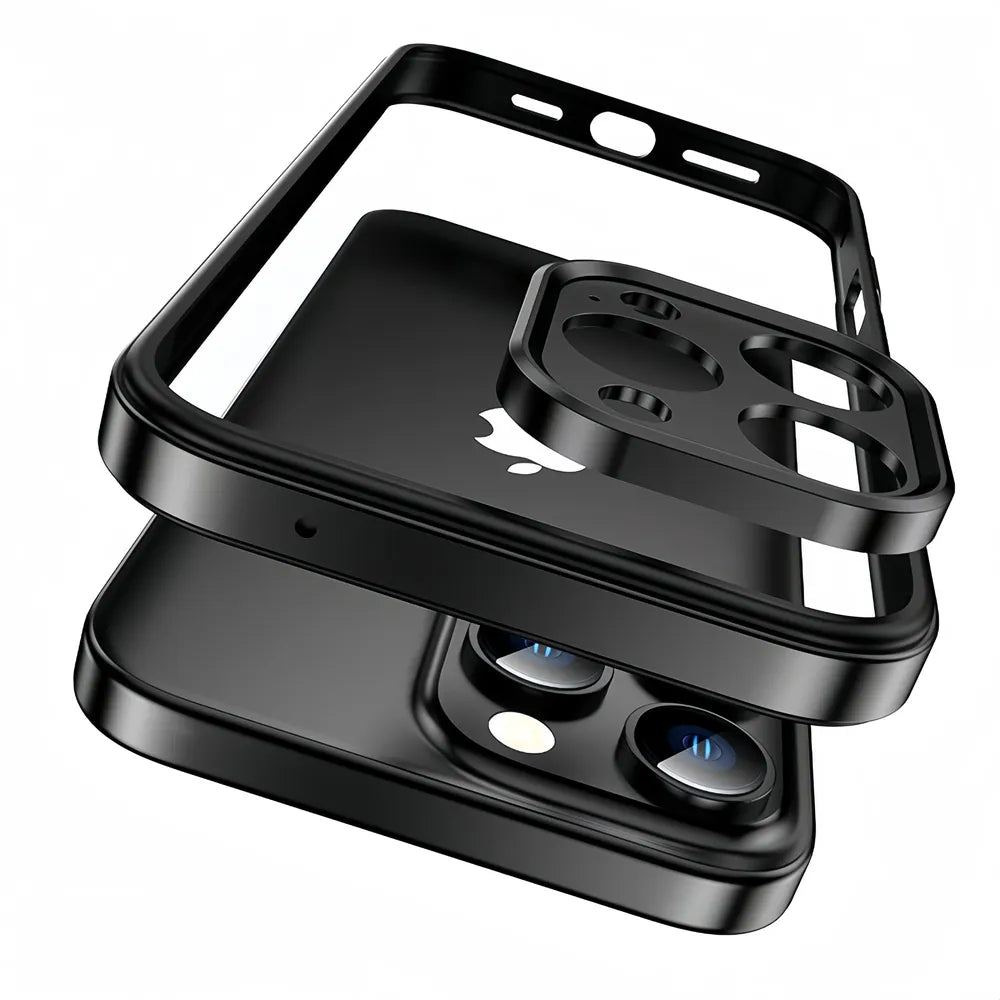 Minimalist Aluminum iPhone Bumper Case with Flat Edge Design & Camera Protector for iPhone 13-17 Pro Max Air Plus | Thomler