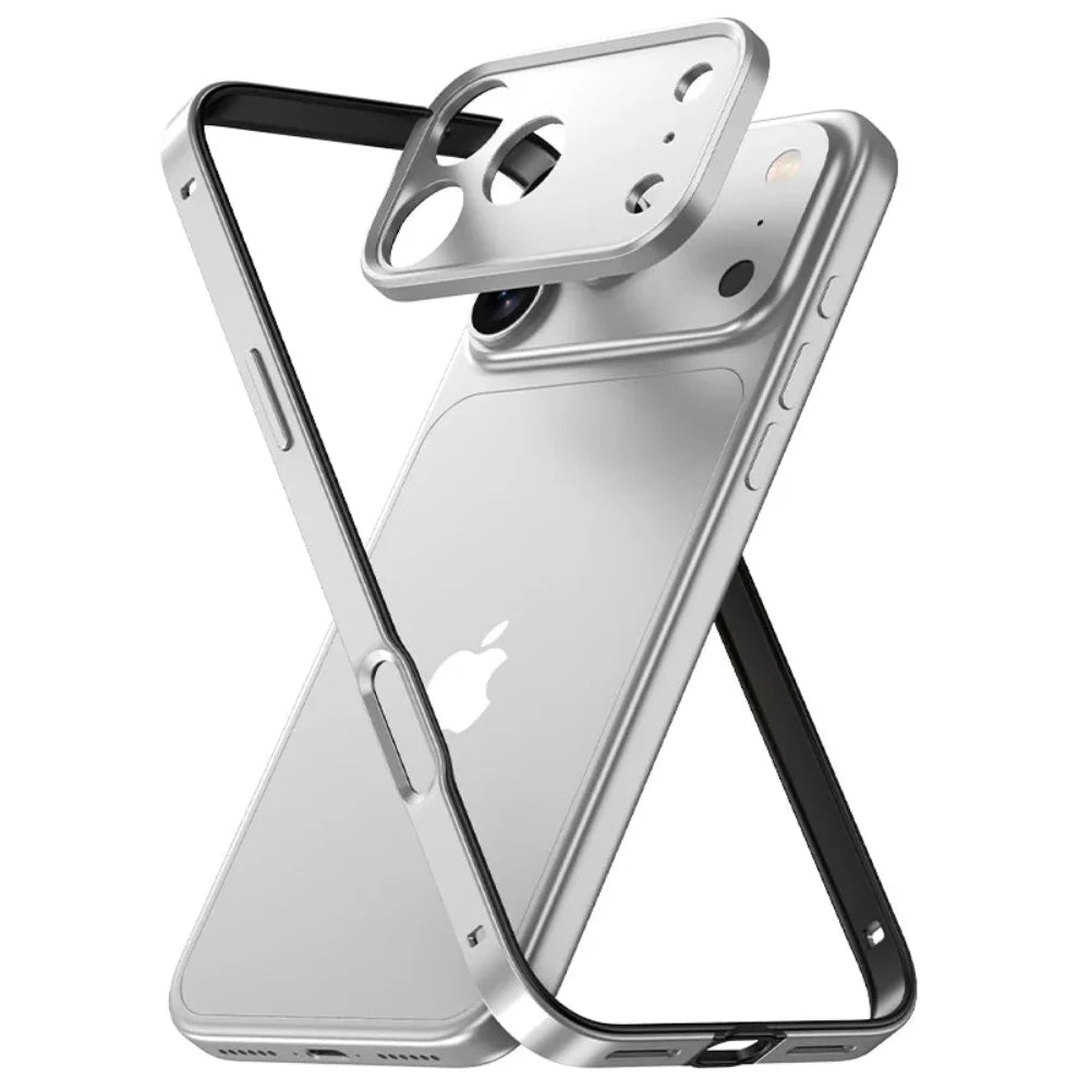Minimalist Aluminum iPhone Bumper Case with Flat Edge Design & Camera Protector for iPhone 13-17 Pro Max Air Plus | Thomler