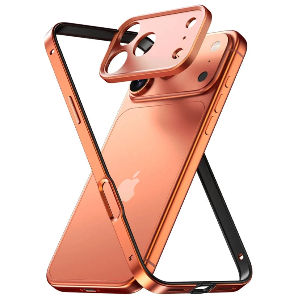 Minimalist Aluminum iPhone Bumper Case with Flat Edge Design & Camera Protector for iPhone 13-17 Pro Max Air Plus | Thomler