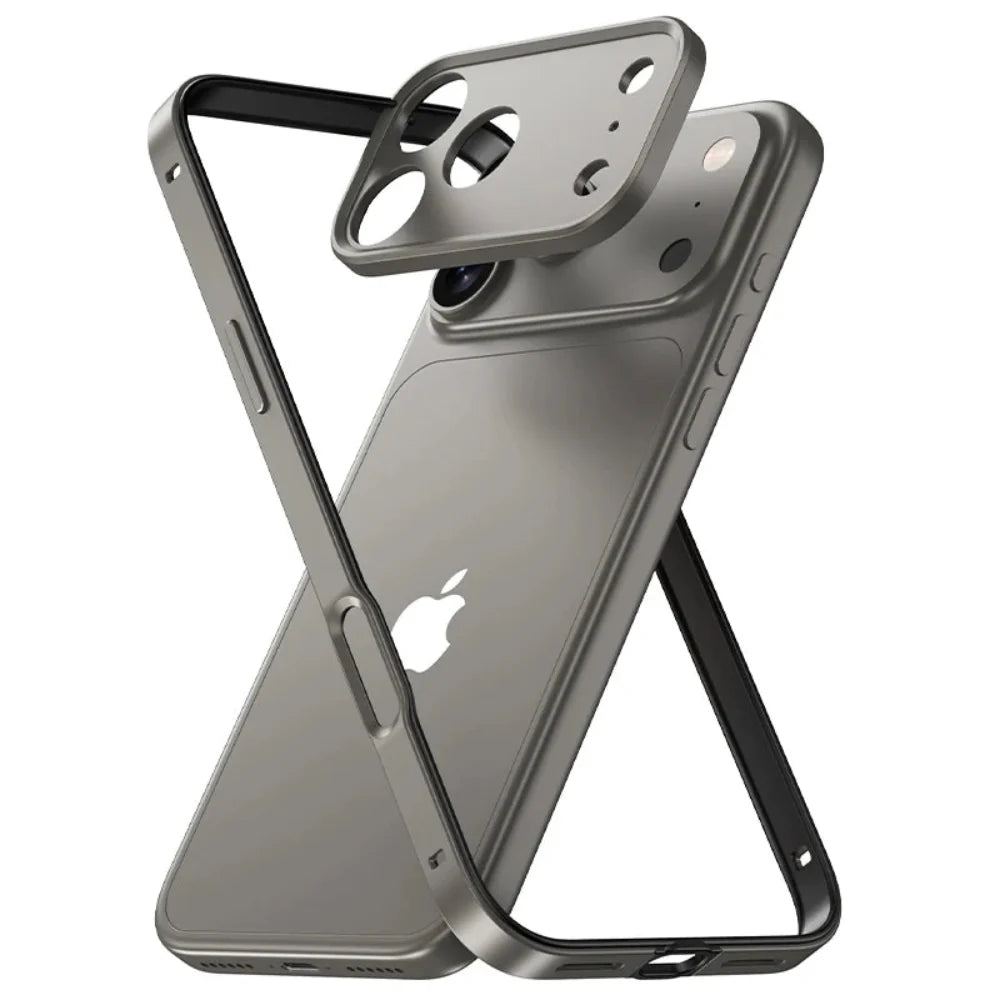 Minimalist Aluminum iPhone Bumper Case with Flat Edge Design & Camera Protector for iPhone 13-17 Pro Max Air Plus | Thomler