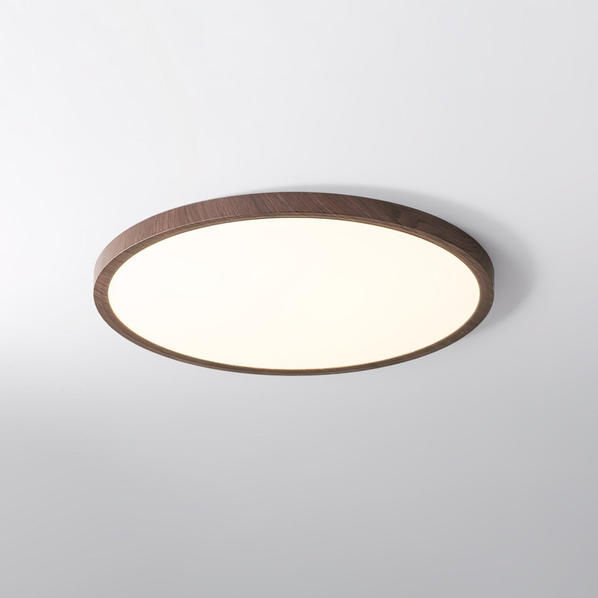 Slimline Flush-Mount LED Overhead Fixture – Faux Wood Grain Acrylic Panel – 12-20 in Diameter | Thomler